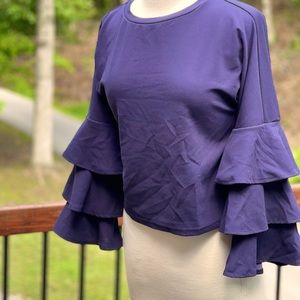 Bell Sleeved Navy Blouse